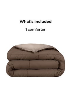 Home of linens Cotton - Reversible Heavy Comforter -2.8Kgs - Down Alternative Filling - (For Matress 100cm/120cm) - Size (180cm x 240cm) - Brown x Beige  - Image 4