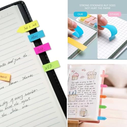 R H lifestyle Sticky Notes Set Memo Pad with 8 Sticky Tabs, Bright Neon Colors Sticky Notes Pad (200 Sheets Each) for Office Stationery School Supplies - Image 5
