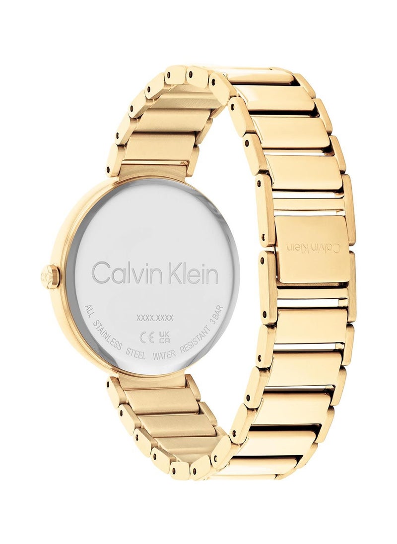 CALVIN KLEIN - Analog Round Waterproof  Wrist Watch With Gold Strap 25200136 - Image 1
