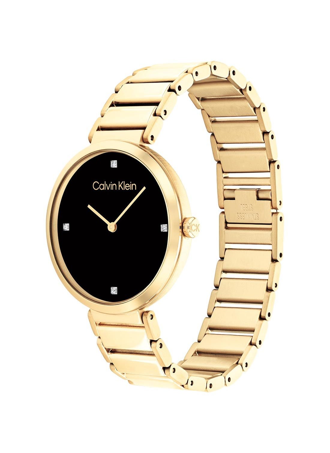 CALVIN KLEIN Analog Round Waterproof  Wrist Watch With Gold Strap 25200136 