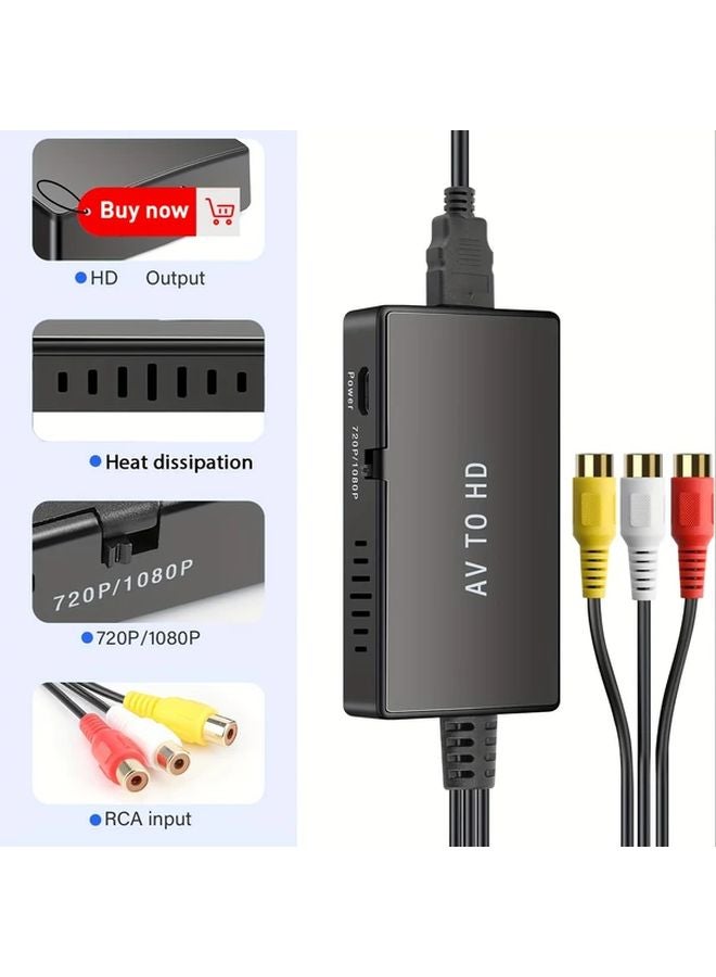 2025 Model RCA to HD Video Converter Black 1080P for PS1 PS2 PS3 Xbox VHS VCR Blu Ray DVD Players USB Powered - Image 2