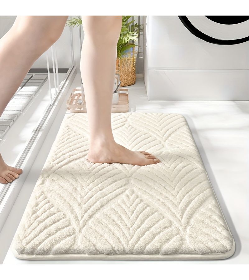 Plush Non Slip Bath Rug Camel 15.75x23.62 Inch Soft Thick Fluffy Shower Mat with PVC Backing Absorbent Microfiber Floor Mat for Bathroom Bedroom Kitchen Living Room Modern Home Decor - Image 1