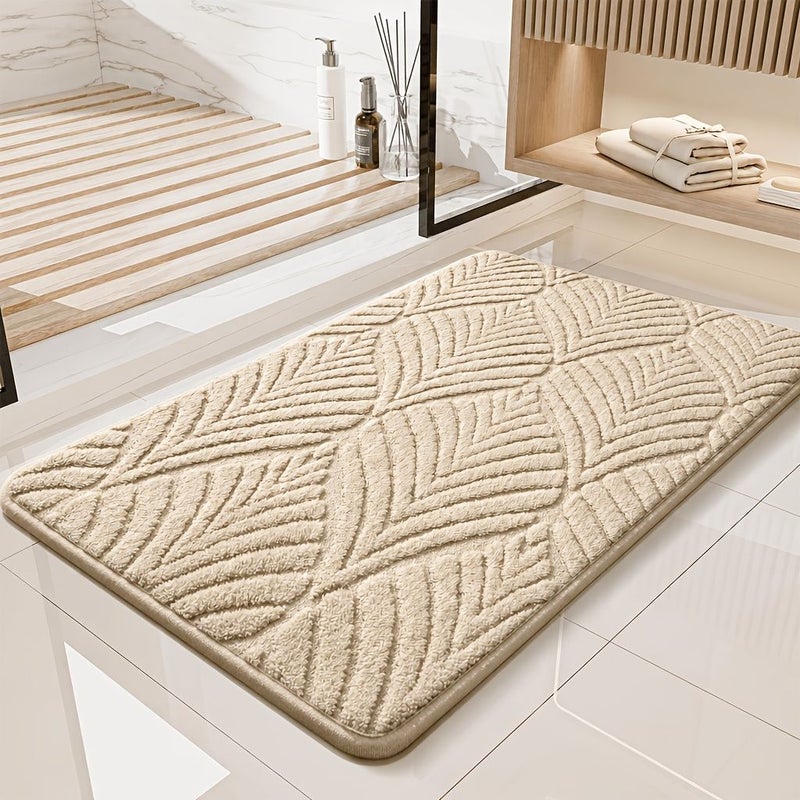 Plush Non Slip Bath Rug Camel 15.75x23.62 Inch Soft Thick Fluffy Shower Mat with PVC Backing Absorbent Microfiber Floor Mat for Bathroom Bedroom Kitchen Living Room Modern Home Decor - Image 3