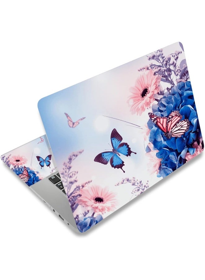 Home Trove AIMSA Laptop Skin Sticker Decal, 12 13 13.3 14 15 15.4 15.6 inch Laptop Art Decal Protector Notebook Netbook PC 15.6" Universal Vinyl Cover, Butterfly Flower  - Image 1