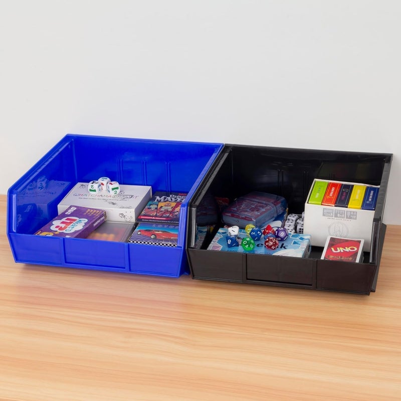 AkroMils 30235 AkroBins Plastic Storage Bins, Space-Saving Stackable Bins for Garage, Pantry, Craft Organization, 11" x 11" x 5", Blue, 6-Pack - Image 2