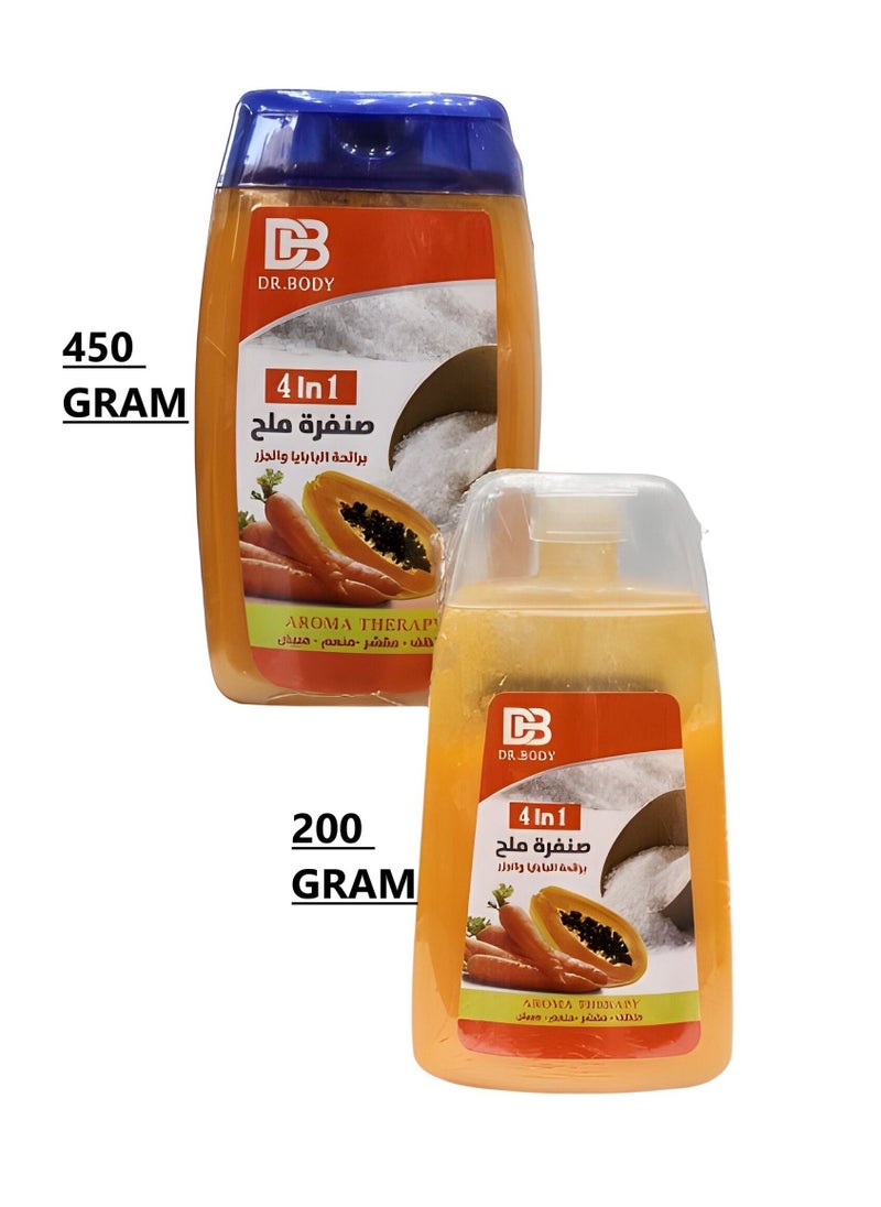 DR.BODY - 2 Pieces of Thai Salt scrub With the Smell of Papaya and Carrots Cleanses Exfoliates Softens and Whitens the Skin 450 + 200 Grams - Image 1