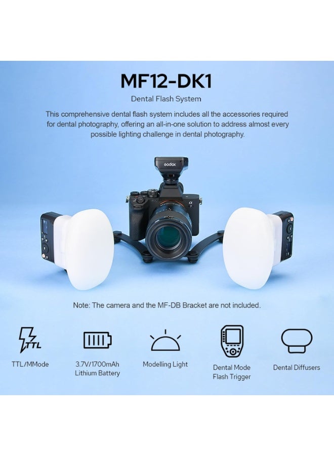 GODOX MF12-DK1 Dental Flash Kit for Sony – 2-Light TTL Macro System with X2T-S Trigger and Accessories - Image 2