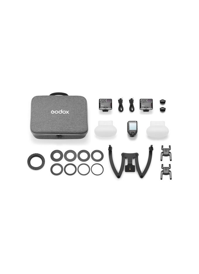 Godox - GODOX MF12-DK1 Macro Flash Kit, 2.4G Wireless Control, Dentists Mode, Built-in Lithium Battery As an Off-Camera TTL Flash, Compatible for Sony, with XproIIS Trigge + Dentists Trigger and MF-DB Stand - Image 1