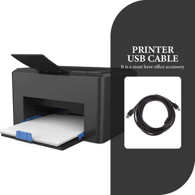 كابل USB عالمي للطابعات Lurrose، طوله 5 أمتار، بنواة نحاسية، سرعة عالية لطباعة البيانات، مناسب للاستخدام المكتبي والشخصي، لون أسود - Image 5