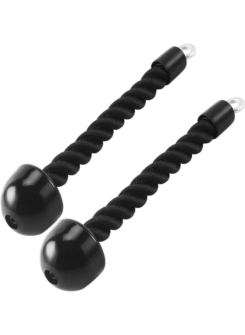 HYVAWO Single Grip Tricep Rope Attachment for Cable Machines, Heavy Duty Nylon Braided Pull Down Rope with Chrome Plated Ring and Rubber Ends, 15.5 Inch Gym Cable Attachment for Biceps, Triceps, Shoulders, Back and Abs Training (2 Pack) - Image 1