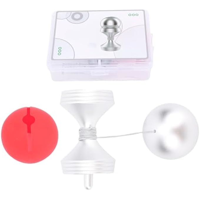 NOENNULL Desk Toy Stress Relief Rotating Gyroscope Desktop Decompression Toy with Silicone Cover for Office, Relieve Stress Anxiety for Kids Adults (Silver) - Image 1