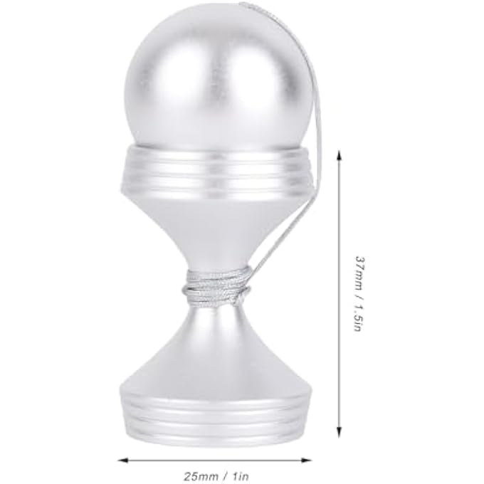 NOENNULL Desk Toy Stress Relief Rotating Gyroscope Desktop Decompression Toy with Silicone Cover for Office, Relieve Stress Anxiety for Kids Adults (Silver) - Image 2