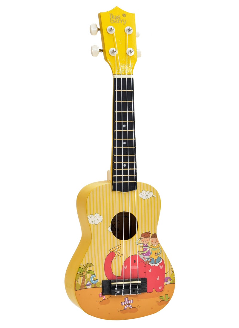 BLUEBERRY UK-42 Gajraj Soprano Ukulele Aquila String Body Sapele and Mahogany, Gloss Finish with 2 Picks - 21 Inch (Bright Yellow) - Image 3