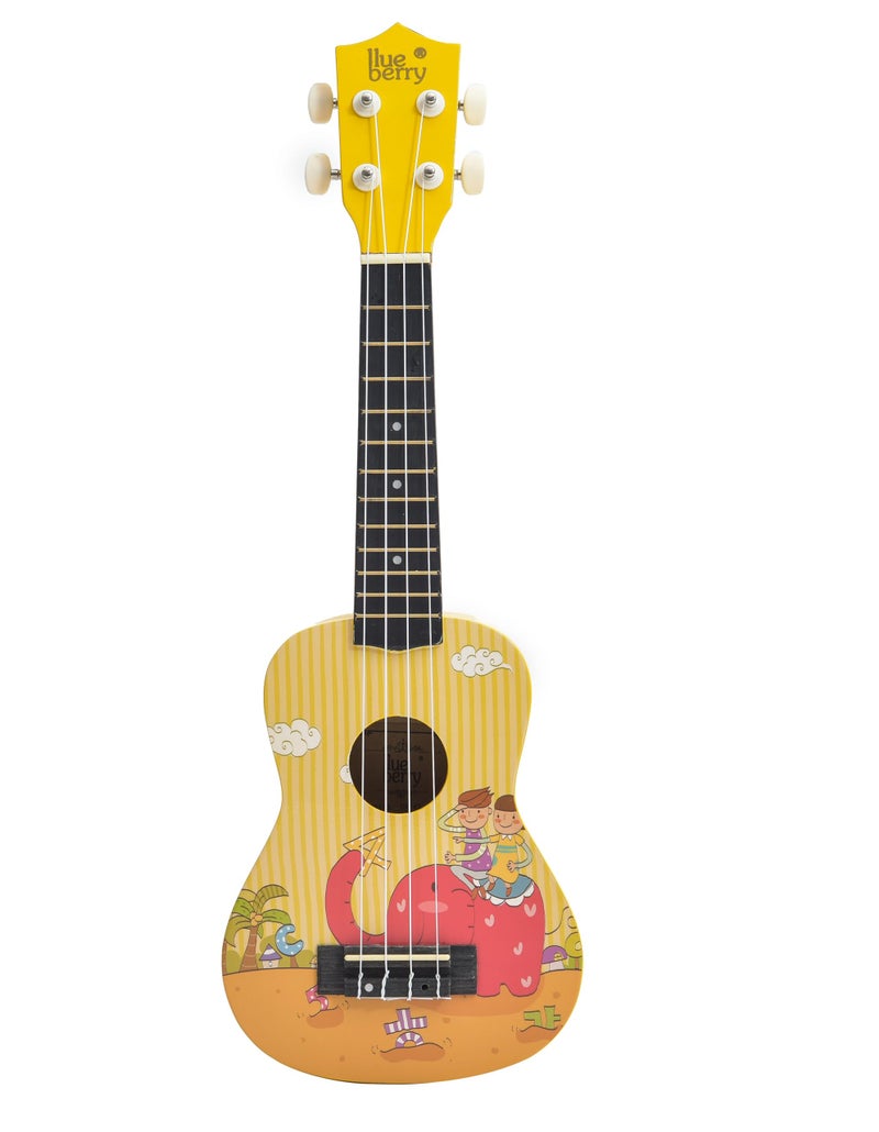 BLUEBERRY UK-42 Gajraj Soprano Ukulele Aquila String Body Sapele and Mahogany, Gloss Finish with 2 Picks - 21 Inch (Bright Yellow) - Image 2