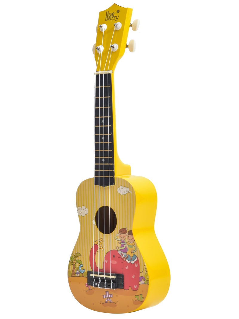BLUEBERRY UK-42 Gajraj Soprano Ukulele Aquila String Body Sapele and Mahogany, Gloss Finish with 2 Picks - 21 Inch (Bright Yellow) - Image 4