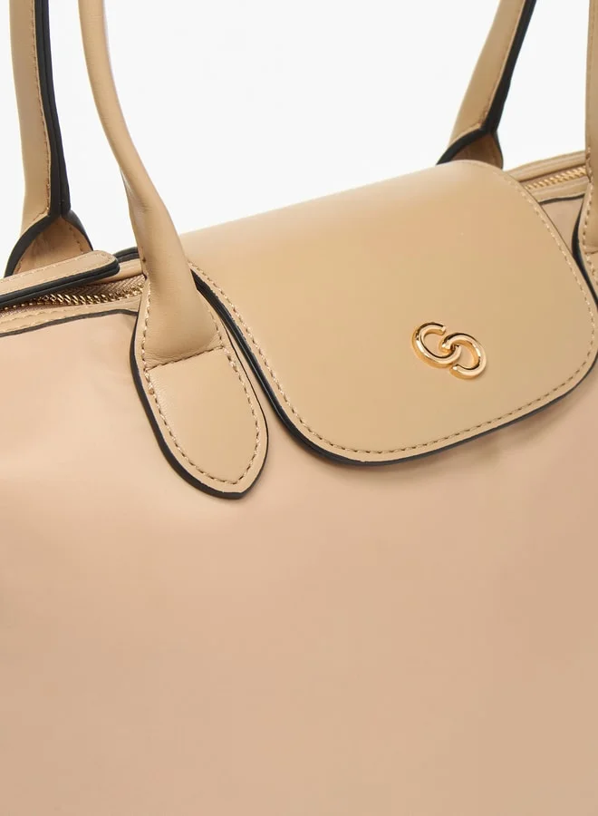 Celeste Solid Tote Bag with Flap Closure and Detachable Strap