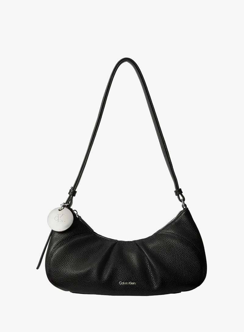 CALVIN KLEIN Plaque Charm Pebble Grain Crossbody Bag - Image 1