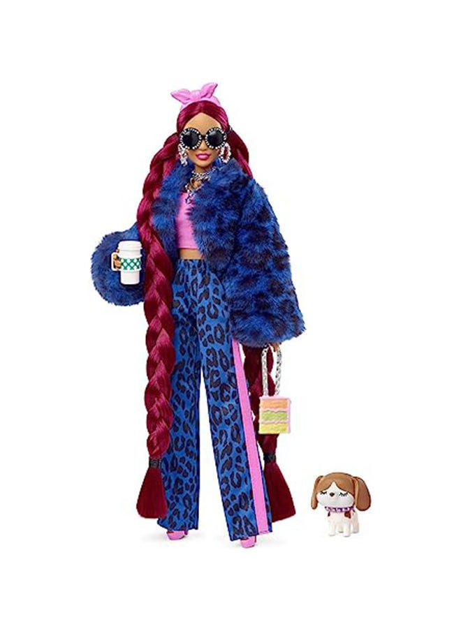 Barbie - دمية باربي إكسترا - بدلة رياضية زرقاء بنمط النمر - Image 1