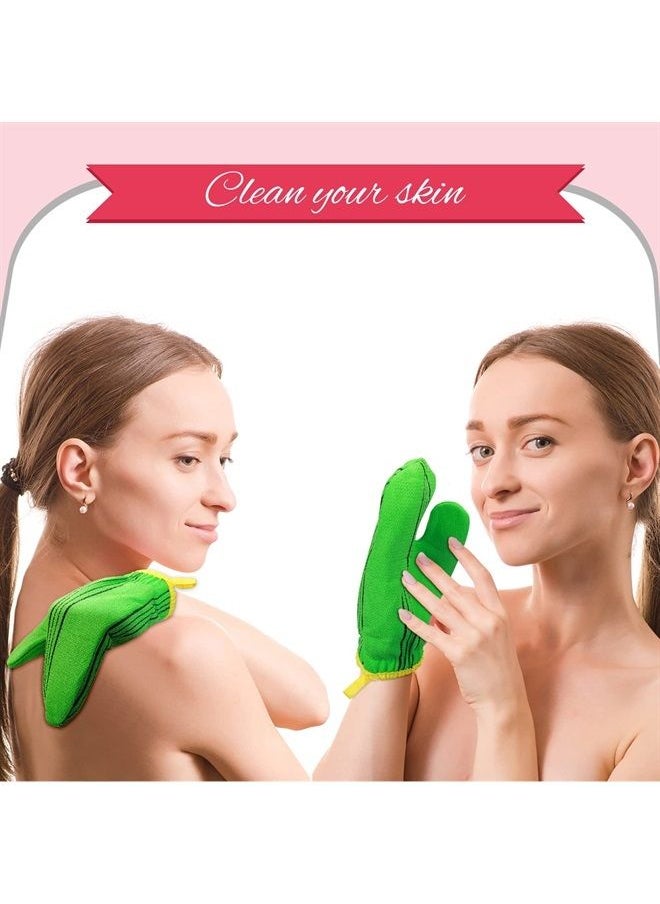Tatuo - 3 Pieces Korean Exfoliating Mitt Exfoliating Washcloth Korean Body Scrub Gloves Italy Face Shower Cloth Asian Bath Massage Mitts for Women and Men Wash Skin Deep Cleaning, Red, Green, Yellow - Image 1