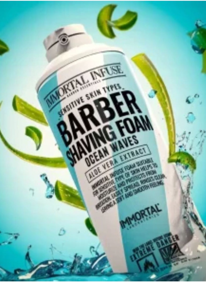 Immortal Immortal Infuse Barber Amouage Ocean Shaving Foam with Aloe Vera for Sensitive Skin 500 ml  - Image 2