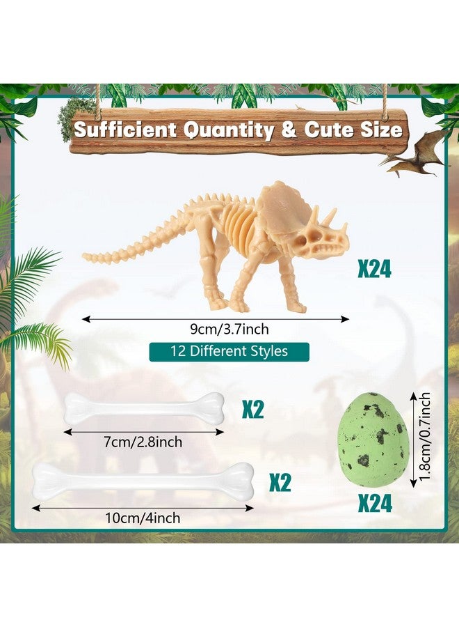 Sratte 24 Pieces Dinosaur Fossil Skeleton Dino Bones Dino Sand Dig Colorful Foam Dinosaur Eggs And 4 Halloween White Plastic Bones Toys For Kids Science Play Dino Sand Dig Halloween Party Decoration Supplies - Image 3