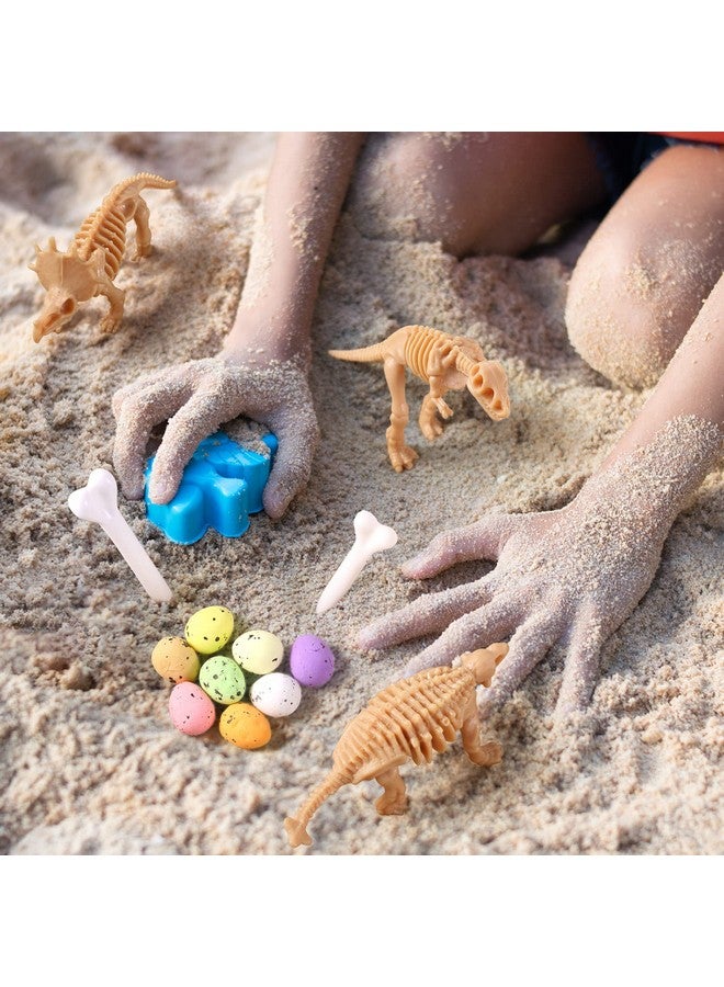 Sratte 24 Pieces Dinosaur Fossil Skeleton Dino Bones Dino Sand Dig Colorful Foam Dinosaur Eggs And 4 Halloween White Plastic Bones Toys For Kids Science Play Dino Sand Dig Halloween Party Decoration Supplies - Image 5