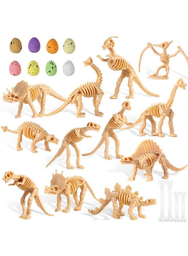 Sratte 24 Pieces Dinosaur Fossil Skeleton Dino Bones Dino Sand Dig Colorful Foam Dinosaur Eggs And 4 Halloween White Plastic Bones Toys For Kids Science Play Dino Sand Dig Halloween Party Decoration Supplies - Image 2