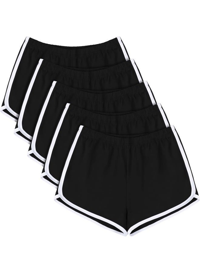 URATOT 5 Packs Soft Comfy Booty Cotton Workout Pants Breathable Lounge Dolphin Shorts Cycling Hiking Pants for Women, Black, M - Image 1
