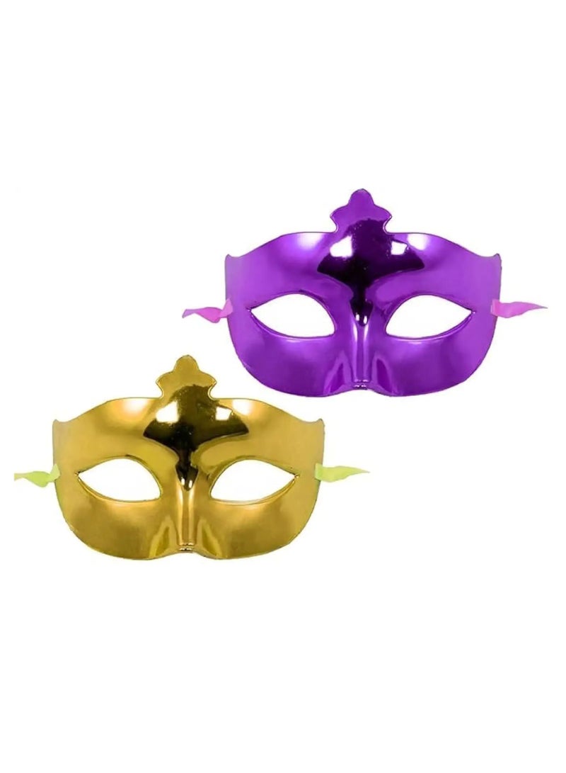 Set of 2 facemask golden and purple for parties and celebrations