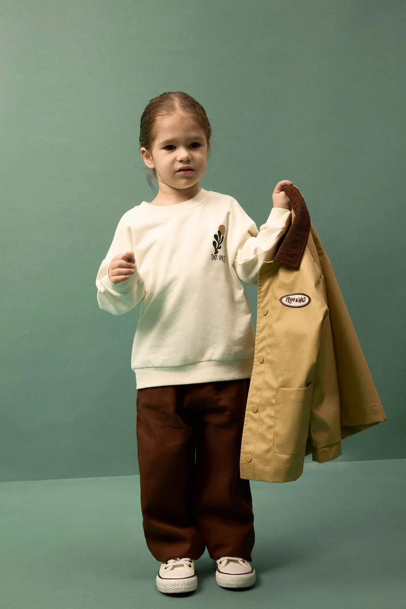 ديفاكتو Baby Boy Slogan Print Sweatshirt Fabric 2 Piece Set