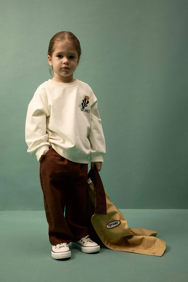 ديفاكتو Baby Boy Slogan Print Sweatshirt Fabric 2 Piece Set