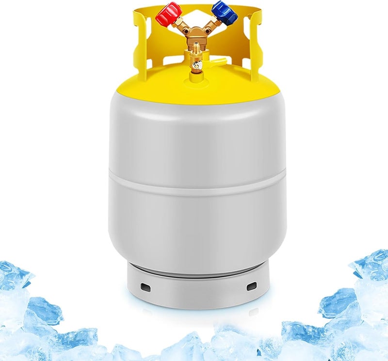 FAHKNS 30 LB Refrigerant Recovery Tank for R12, R22, R134A, R410A Reusable Recovery Cylinder Tank 1/4 SAE Y-Valve Recovery Can Without Float Switch for Tank AC Freon Recovery Tank Cylinder Tank - Image 1