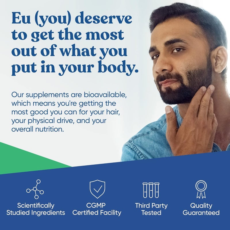 Eu Natural الجيل التالي متعدد الفيتامينات المتقدم للرجال 26 في 1 مزيج متعدد لدعم نمو اللحية والشعر وصحة الرجال الإنجابية والتمثيل الغذائي وصحة القلب والبشرة والبروستاتا والمزيد 60 كبسولة نباتية - Image 5