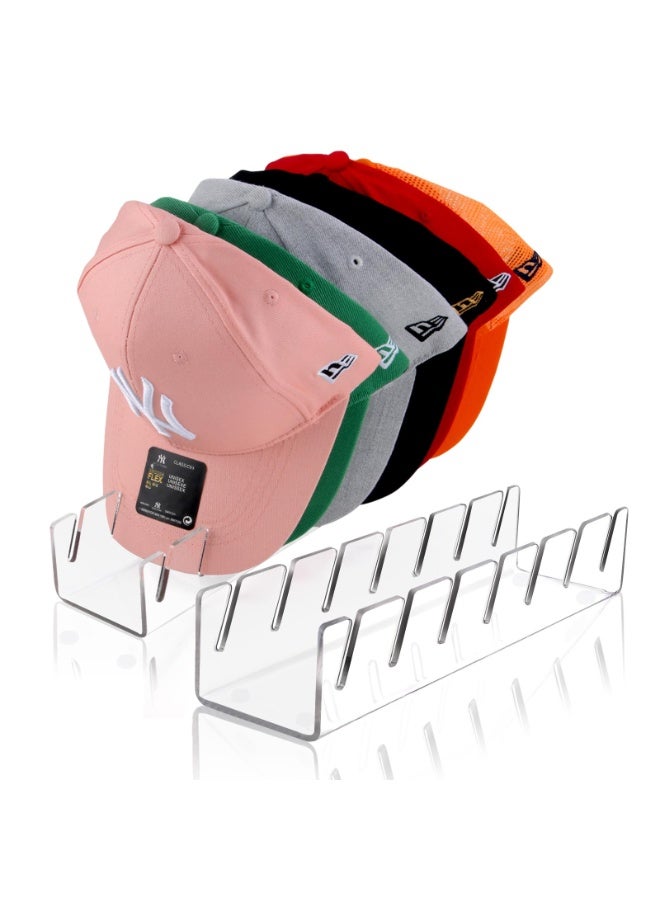 HOMESTAR 2-Pack Acrylic Baseball Cap Display Stand -Cap Hook - Hat Rack Organizer Holds 14 Caps Total, Space Saving Modern Decor For Free-Standing Display Rack for Closet, Bedroom, Dresser , Clear (29*7.6cm) - Image 1