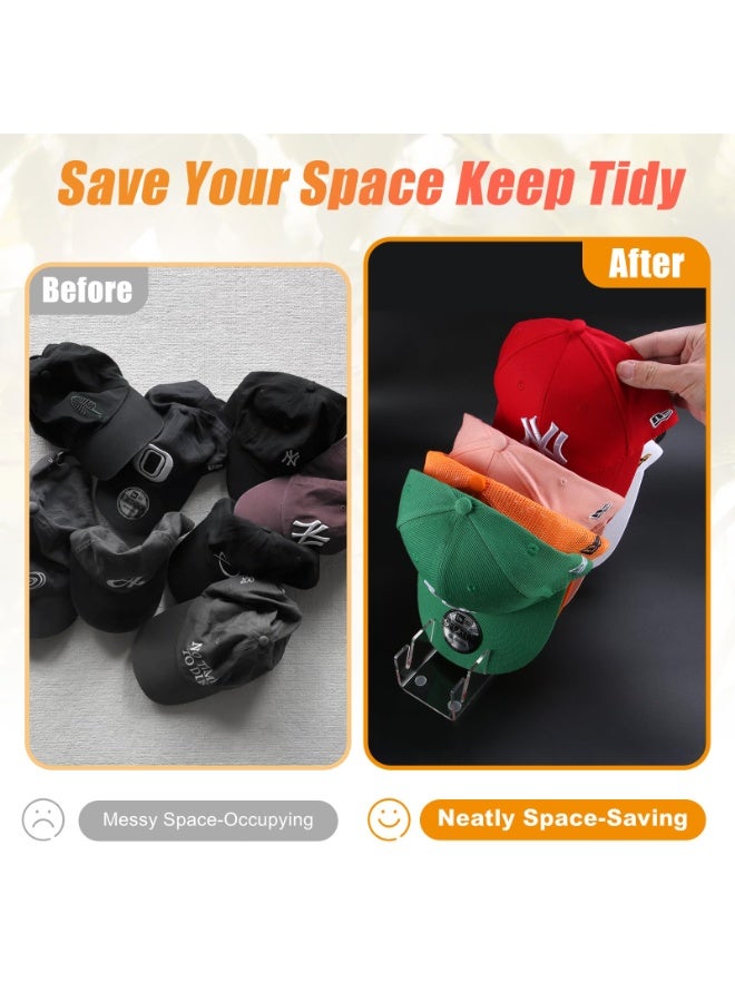 HOMESTAR 2-Pack Acrylic Baseball Cap Display Stand -Cap Hook - Hat Rack Organizer Holds 14 Caps Total, Space Saving Modern Decor For Free-Standing Display Rack for Closet, Bedroom, Dresser , Clear (29*7.6cm) - Image 2