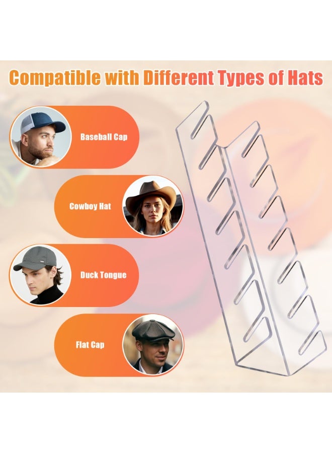 HOMESTAR 2-Pack Acrylic Baseball Cap Display Stand -Cap Hook - Hat Rack Organizer Holds 14 Caps Total, Space Saving Modern Decor For Free-Standing Display Rack for Closet, Bedroom, Dresser , Clear (29*7.6cm) - Image 3