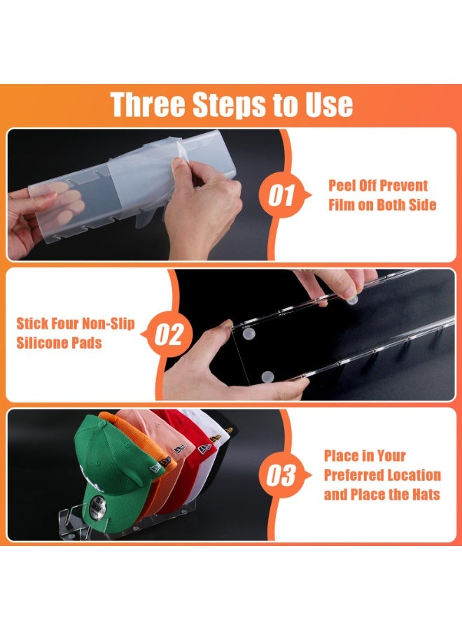 HOMESTAR 2-Pack Acrylic Baseball Cap Display Stand -Cap Hook - Hat Rack Organizer Holds 14 Caps Total, Space Saving Modern Decor For Free-Standing Display Rack for Closet, Bedroom, Dresser , Clear (29*7.6cm) - Image 4