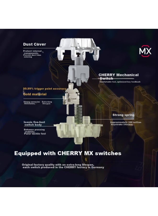 Cherry Mx3.0s Mechanical Keyboard Gaming Keyboard Esports Keyboard Office Computer Keyboard Rgb Backlit Keyboard Alloy Shell Steel-free White Blue Switch - Image 3
