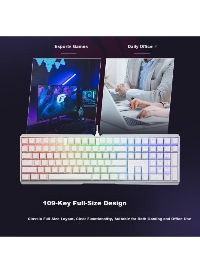 Cherry Mx3.0s Mechanical Keyboard Gaming Keyboard Esports Keyboard Office Computer Keyboard Rgb Backlit Keyboard Alloy Shell Steel-free White Blue Switch - Image 4