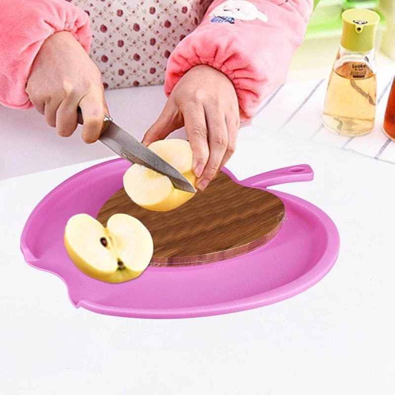 EVERMALL Chop and Drop Chopping Board with Bamboo Plastic Vegetable Fruit Cutting Board Tray Large Bamboo Chopping Block and Storage Fruit Plate Case Chopping Board for Kitchen Apple Shape - Image 2