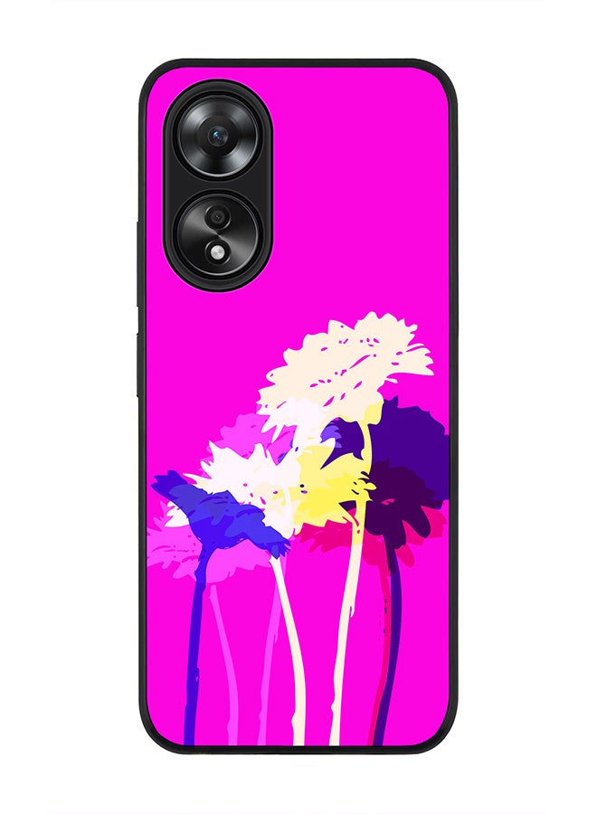 Stylizedd Rugged Black edge case for Oppo A58 4G, Slim fit Soft Case Flexible Rubber Edges Anti Drop TPU Gel Thin Cover- Bleeding Flowers (Pink) - Image 1