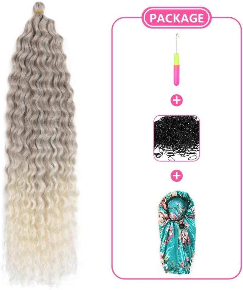 DSOAR Deep Twist Crochet Hair Hair Bundles Water Wave Synthetic Hair Extension Curly Braiding Ombre Curl Braiding Hairpiece, 26 Inch 3 Packs - Image 4