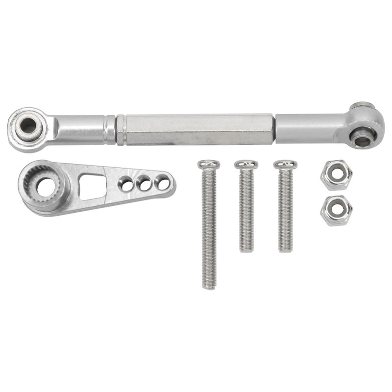 1:12 Steering Linkage Kit Aluminium Alloy Link Pull Rod RC Accessory for MN86K RC CarSilver - Image 1