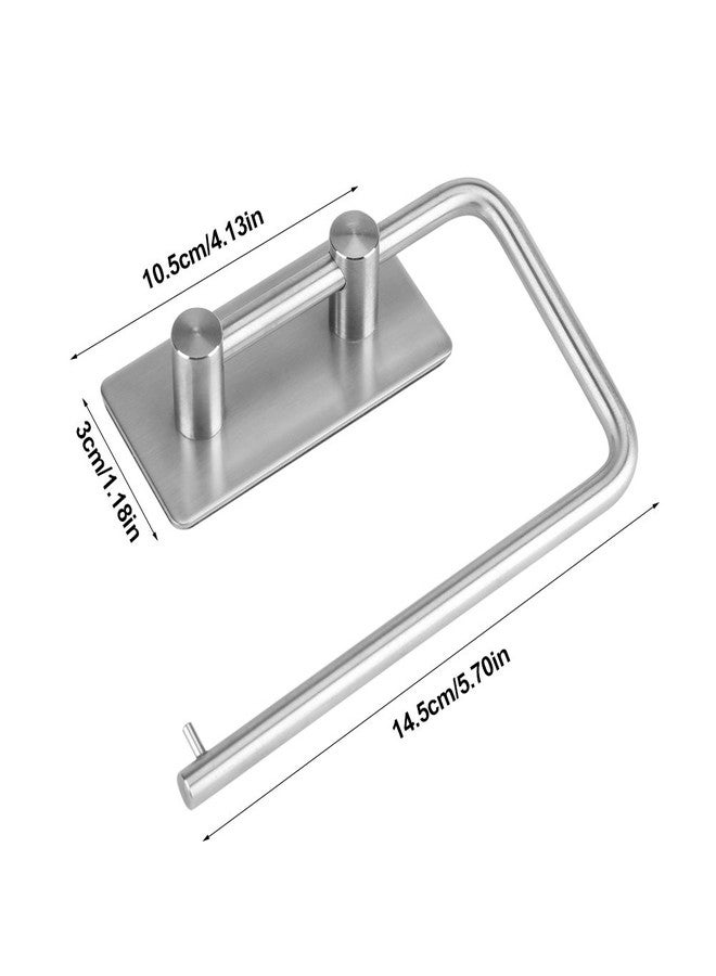 Fdit Self-Adhesive Toilet Paper Holder, Stainless Steel, Wall-Mounted, Silver, 10.5x3x14.5cm - Image 2
