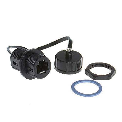 ANMBEST 5PCS Panel Mounting Shielded RJ45 Waterproof Cat5/5e/6 8P8C Connector Ethernet LAN Cable Connector Double Head Adapter with Waterproof/Dust Cap - Image 2