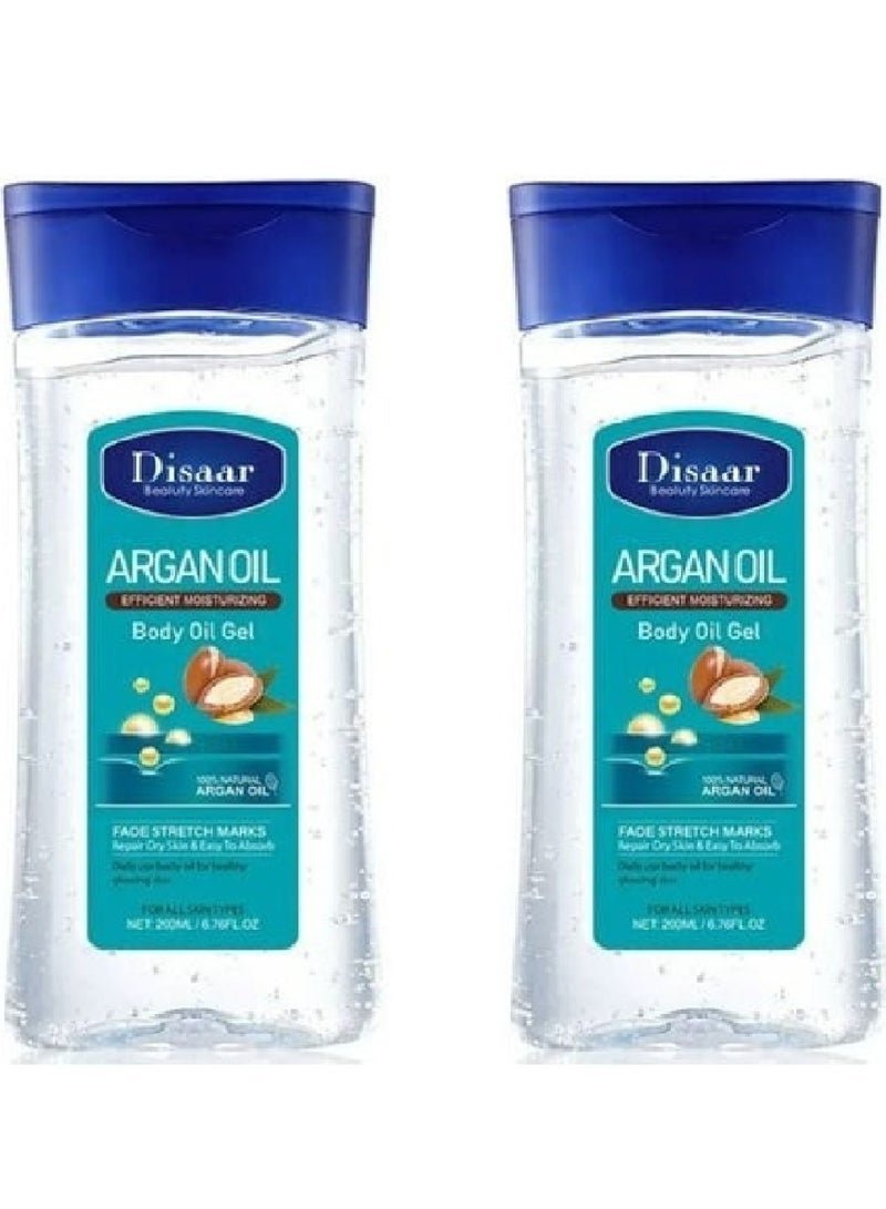 Two Pieces Of Disaar Argan Oil Efficient Moisturizing Gel Body Oil 200X2 ml