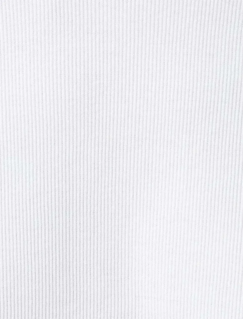 كوتون Corded T-Shirt Textured Crew Neck Short Sleeve Cotton - - 4SAM10272HK - White - Xxl