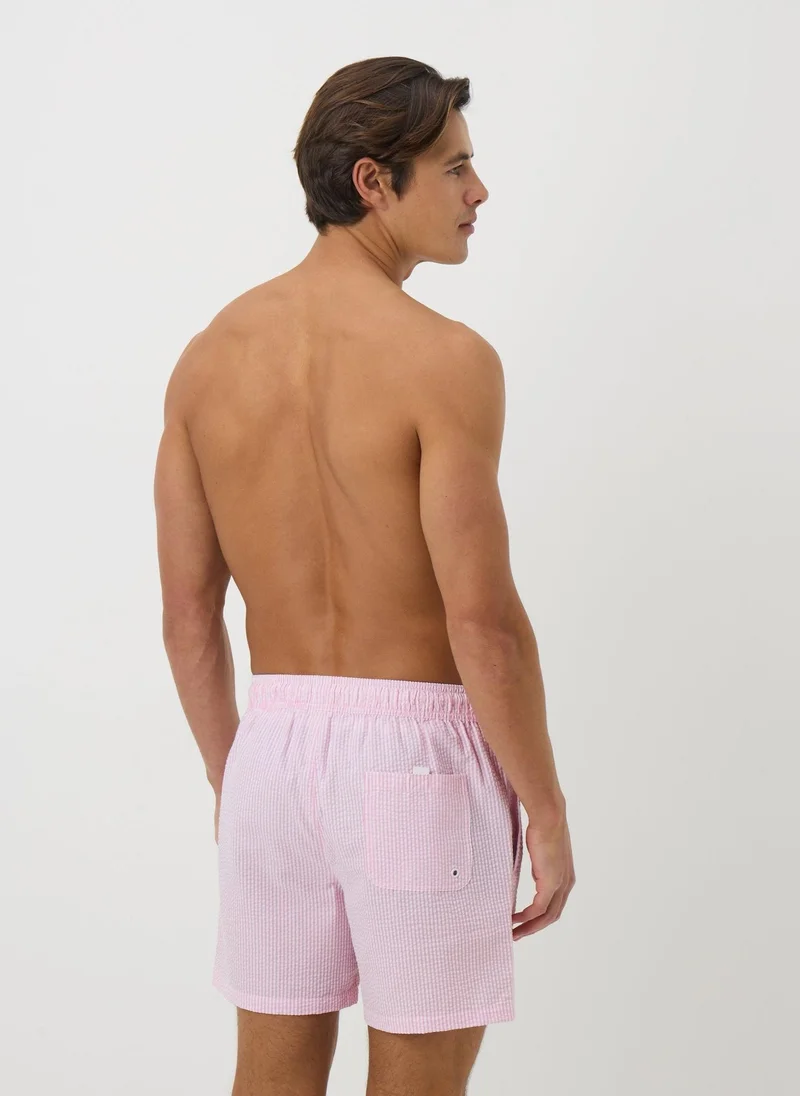 Matalan Pink Stripe Seersucker Swim Shorts