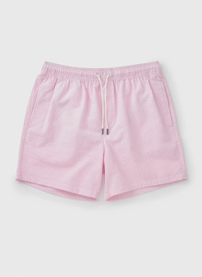 Matalan Pink Stripe Seersucker Swim Shorts