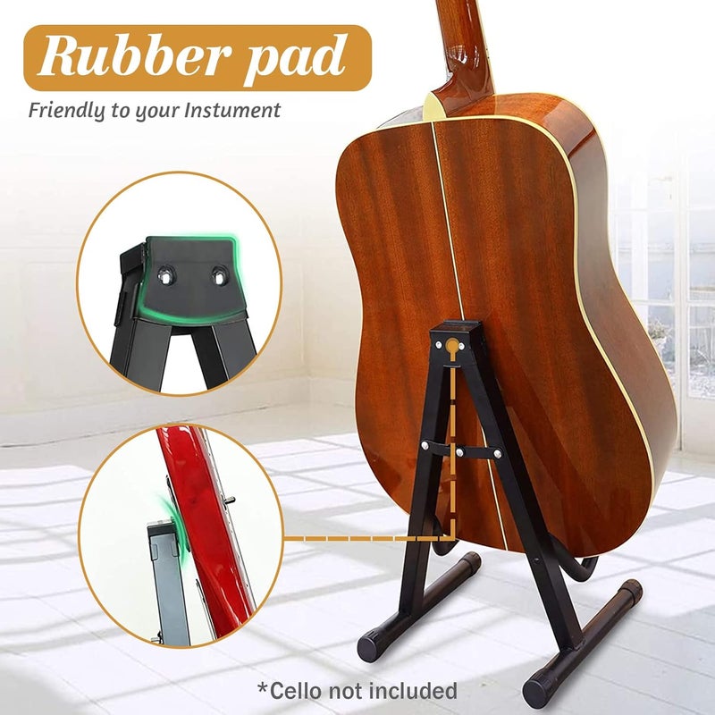 pugdodo Cello Stand Adjustable, Folding Cello Support Stand, A-Frame Folding Cello Holder Compatible for Violin 1/8-4/4 Cellos Guitars Electric Bass Electric Guitar Stand Acoustic, Black (black) - Image 4